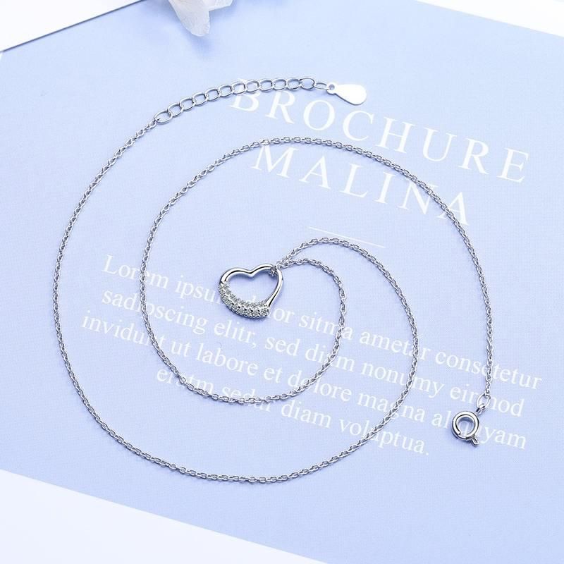 Fashion 925 Sterling Silver Female Zircon Heart Necklaces For Women Party Luxury Designer Jewelry Gift Female GaaBou Jewellery